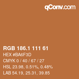 カラーコード: RGB 186.1 111 61 | qconv.com