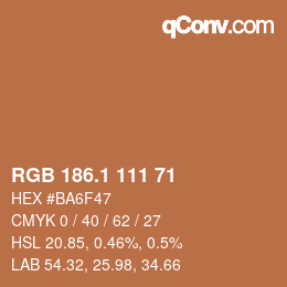 カラーコード: RGB 186.1 111 71 | qconv.com