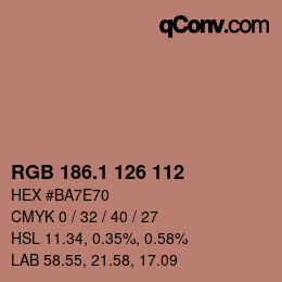 カラーコード: RGB 186.1 126 112 | qconv.com