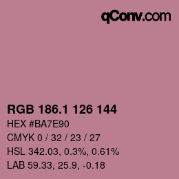 カラーコード: RGB 186.1 126 144 | qconv.com