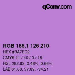 カラーコード: RGB 186.1 126 210 | qconv.com