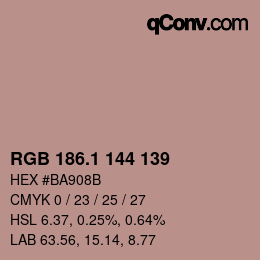 カラーコード: RGB 186.1 144 139 | qconv.com
