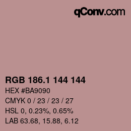 カラーコード: RGB 186.1 144 144 | qconv.com