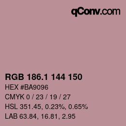 カラーコード: RGB 186.1 144 150 | qconv.com