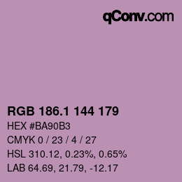 カラーコード: RGB 186.1 144 179 | qconv.com