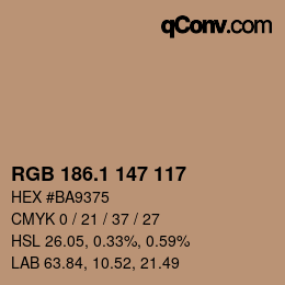 カラーコード: RGB 186.1 147 117 | qconv.com