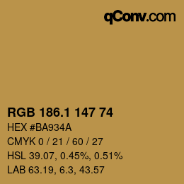 カラーコード: RGB 186.1 147 74 | qconv.com