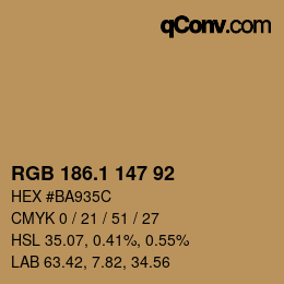 カラーコード: RGB 186.1 147 92 | qconv.com