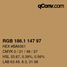 カラーコード: RGB 186.1 147 97 | qconv.com