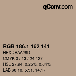 カラーコード: RGB 186.1 162 141 | qconv.com