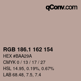 カラーコード: RGB 186.1 162 154 | qconv.com