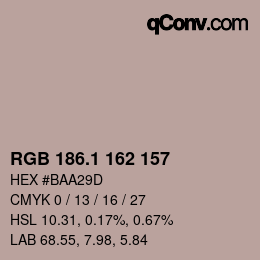 カラーコード: RGB 186.1 162 157 | qconv.com