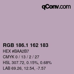 カラーコード: RGB 186.1 162 183 | qconv.com