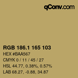 カラーコード: RGB 186.1 165 103 | qconv.com