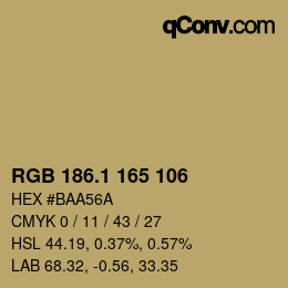 カラーコード: RGB 186.1 165 106 | qconv.com