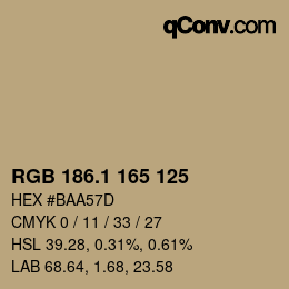 カラーコード: RGB 186.1 165 125 | qconv.com