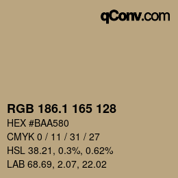 カラーコード: RGB 186.1 165 128 | qconv.com