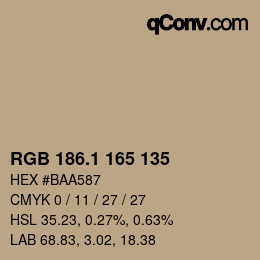 Color code: RGB 186.1 165 135 | qconv.com
