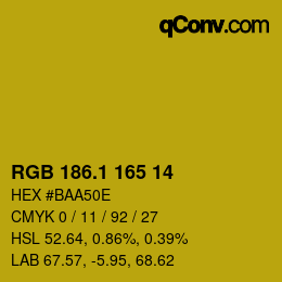 カラーコード: RGB 186.1 165 14 | qconv.com