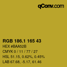 カラーコード: RGB 186.1 165 43 | qconv.com