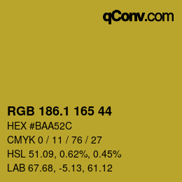 カラーコード: RGB 186.1 165 44 | qconv.com