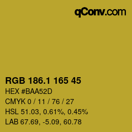 カラーコード: RGB 186.1 165 45 | qconv.com