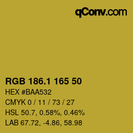 カラーコード: RGB 186.1 165 50 | qconv.com