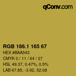 カラーコード: RGB 186.1 165 67 | qconv.com