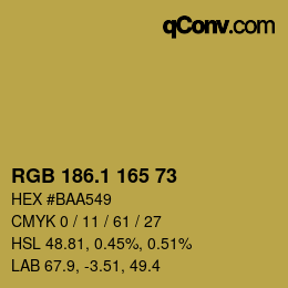 カラーコード: RGB 186.1 165 73 | qconv.com