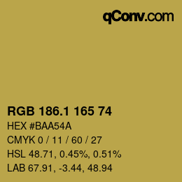 カラーコード: RGB 186.1 165 74 | qconv.com