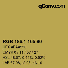 カラーコード: RGB 186.1 165 80 | qconv.com
