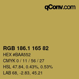 カラーコード: RGB 186.1 165 82 | qconv.com