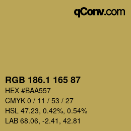 カラーコード: RGB 186.1 165 87 | qconv.com