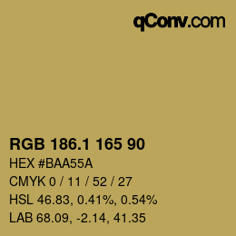 カラーコード: RGB 186.1 165 90 | qconv.com