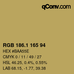 カラーコード: RGB 186.1 165 94 | qconv.com