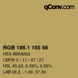 カラーコード: RGB 186.1 165 98 | qconv.com