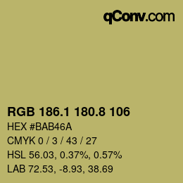 カラーコード: RGB 186.1 180.8 106 | qconv.com