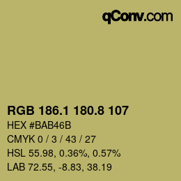 カラーコード: RGB 186.1 180.8 107 | qconv.com