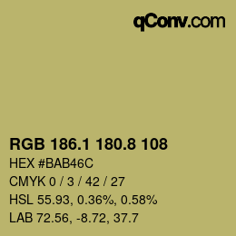カラーコード: RGB 186.1 180.8 108 | qconv.com