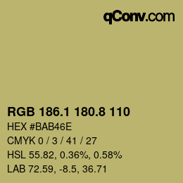 カラーコード: RGB 186.1 180.8 110 | qconv.com