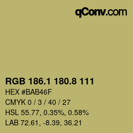 カラーコード: RGB 186.1 180.8 111 | qconv.com