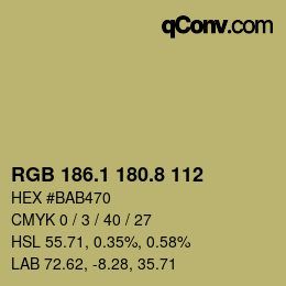 カラーコード: RGB 186.1 180.8 112 | qconv.com
