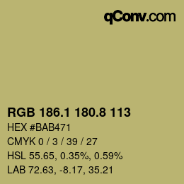 Color code: RGB 186.1 180.8 113 | qconv.com