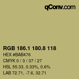 Color code: RGB 186.1 180.8 118 | qconv.com