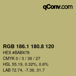 カラーコード: RGB 186.1 180.8 120 | qconv.com