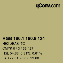 Color code: RGB 186.1 180.8 124 | qconv.com
