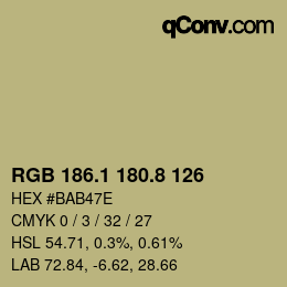 カラーコード: RGB 186.1 180.8 126 | qconv.com
