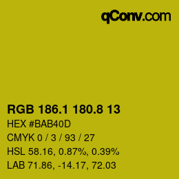カラーコード: RGB 186.1 180.8 13 | qconv.com