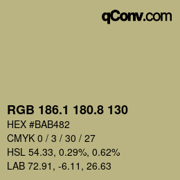 Color code: RGB 186.1 180.8 130 | qconv.com