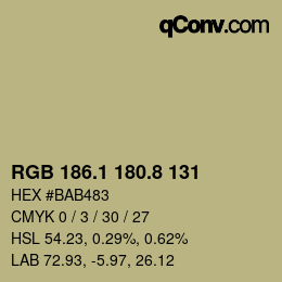 Color code: RGB 186.1 180.8 131 | qconv.com